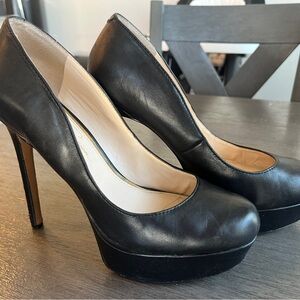 Jessica Simpson Black Leather Platform Heels